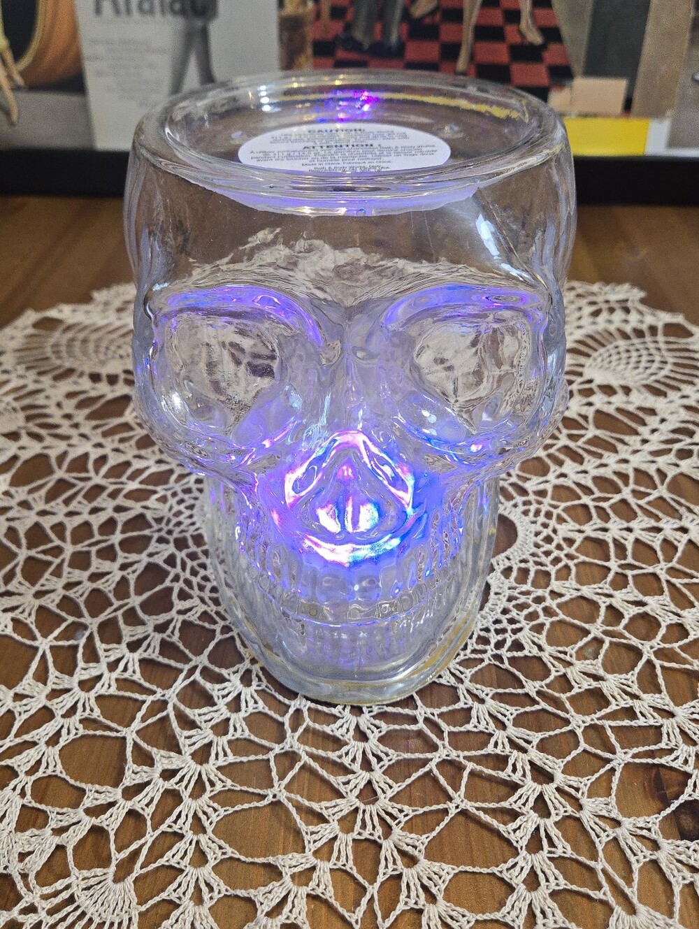 Bath & Body Works Light Up Glass Skull Three Wick Candle Holder